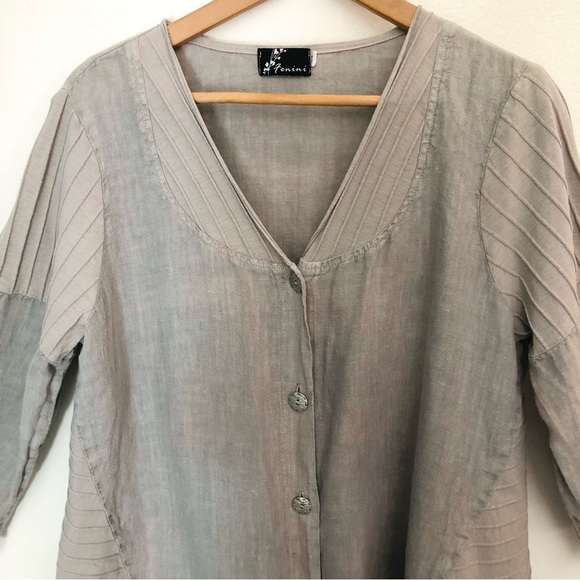 Fenini Linen and Ribbed Cotton Shirt/Jacket - Medium - Picture 6 of 16